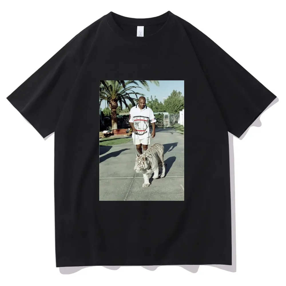 

Tiger Tshirt Mike Tyson Short Sleeve Tee Oversized 100% Cotton T-shirt Pattern Fun Streetwear Men Women Fashion Hip Hop T