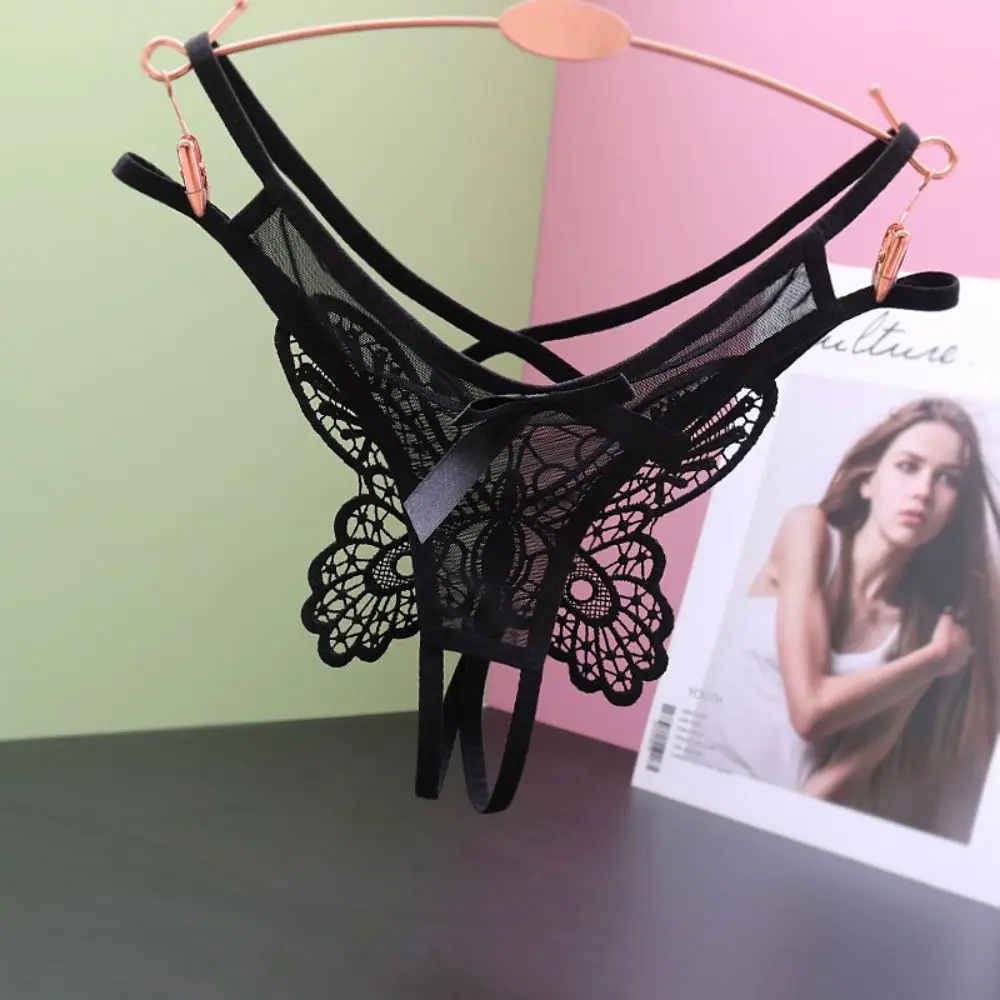 

Women's Exquisite Butterfly Embroidery Panties Ladies Erotic Hollow Out Underwear Female Sexy Transparent Lingerie Thin G-String