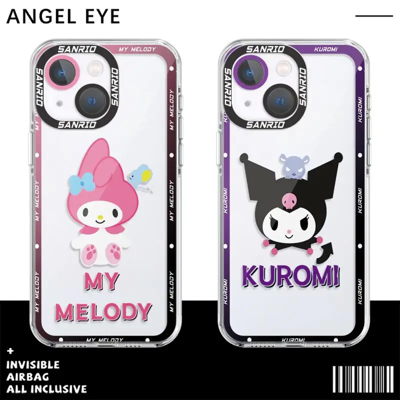 phone case For iPhone 14 13 12 Mini 11 Pro Max 15 8 X XR XS MSX 6 6S 7 SE 15Plus Clear fundas cover Japan Cartoon Kuromi Pochaco