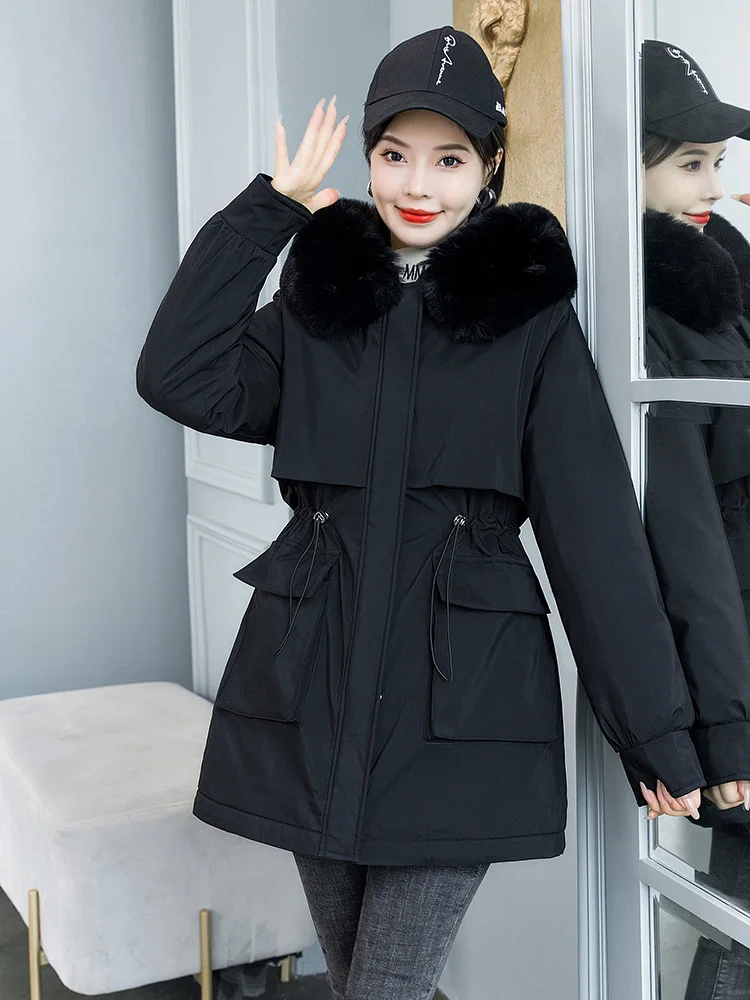 2023 Fashion New Winter Detachable Lnner Jacket Women Large Pocket Warm Casual Long Coat Hooded Cotton Parka