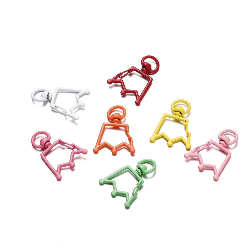 

5Pcs/Lot Crown Keychain Spring Buckle Colored Keyring Clasp DIY Bag Clips Hook Dog Chains Buckle Connector Key Rings Jewelry