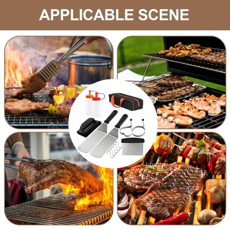 

BBQ Grill Accessories BBQ Tools Set Barbecue Cooking Spatula Stainless Steel Barbecue Tool Set For Outdoor Camping BBQ Parties