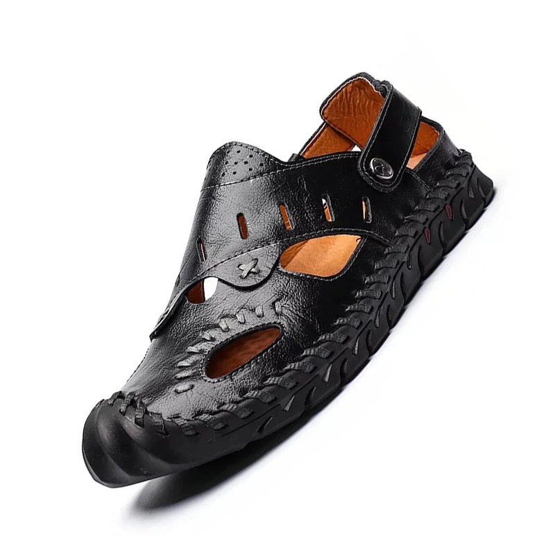 

Topfight Big Size 48 47 Men's Sandals Genuine Leather Breathable Non-slip Casual Shoes Summer Beach Slippers Flip-flops Shoes