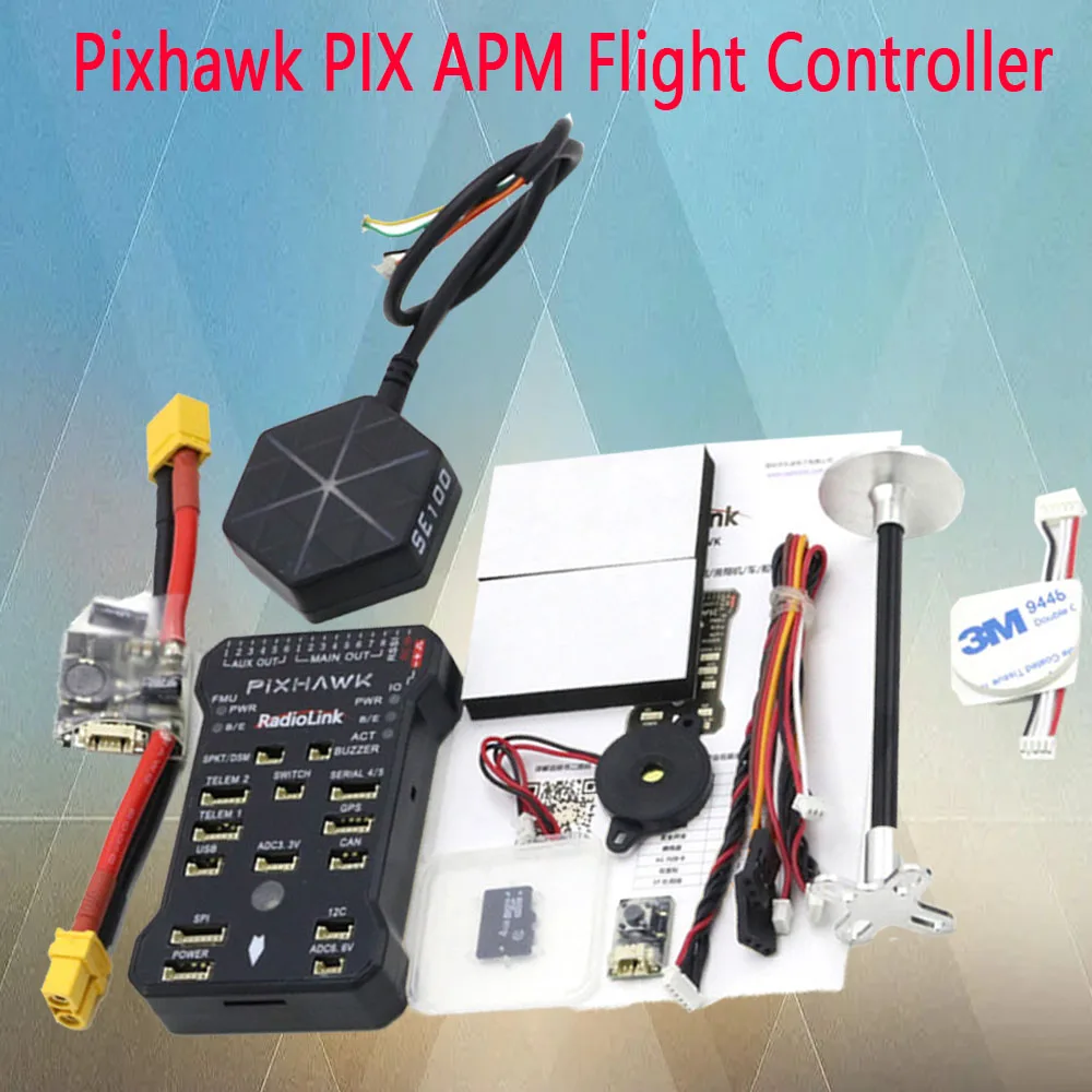 

Контроллер полета Radiolink Pixhawk PIX APM с 4G SD картой, телеметрический модуль M8N, GPS зуммер для РУ FPV дрона квадрокоптера