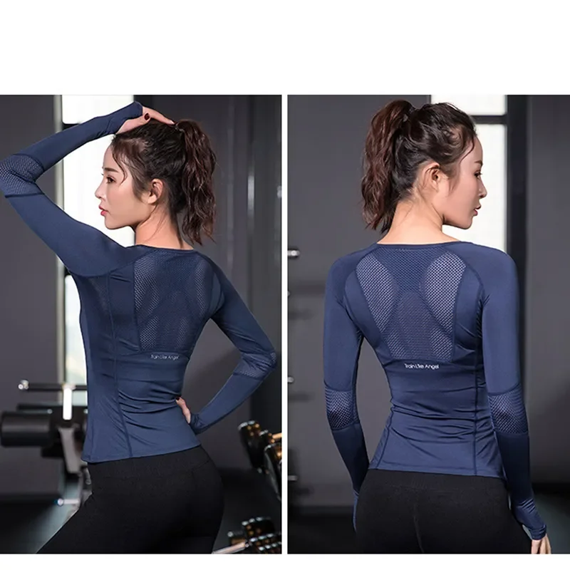 

Seamless Woman t-shirt Comfortable Sports Wear Clothing Breathable Quick Dry Sports Clothes Women Long Sleeve Simple Tops