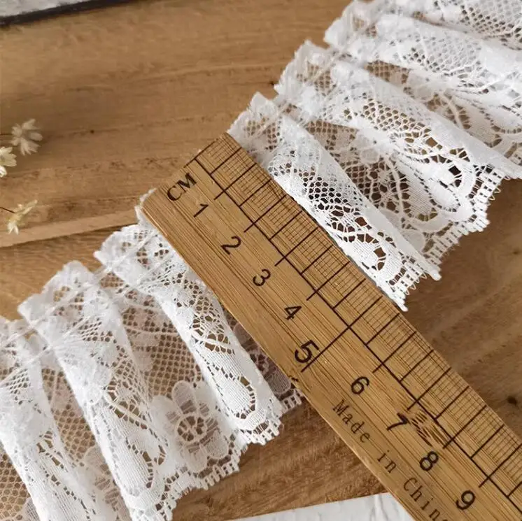 4 метра/Лот белая кружевная плиссированная лента детская одежда декоративный