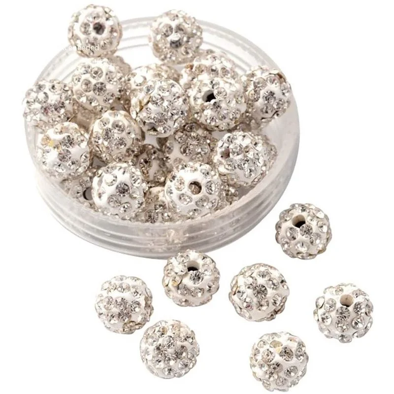 

100pcs 8mm Crystal Rhinestone Clay Beads Clay Pave Disco Ball Clay Beads for Jewelry Making