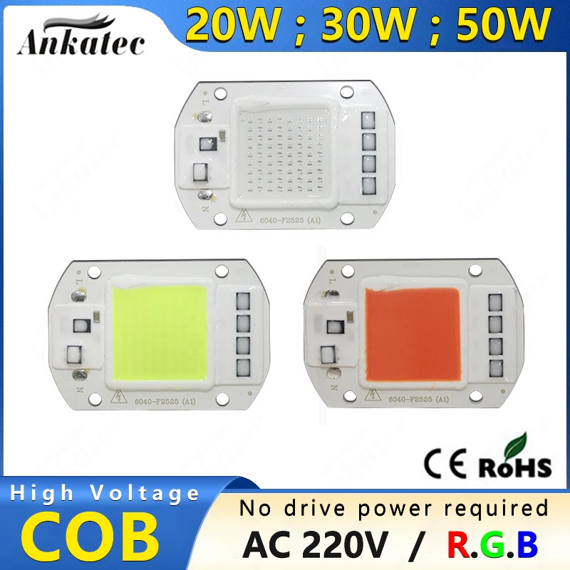 20W 30W 50W LED COB Chip Red Green Blue White AC 220V Smart IC No Need Driver For Flood Light Bulb Spotlight Landscape Lamp DIY