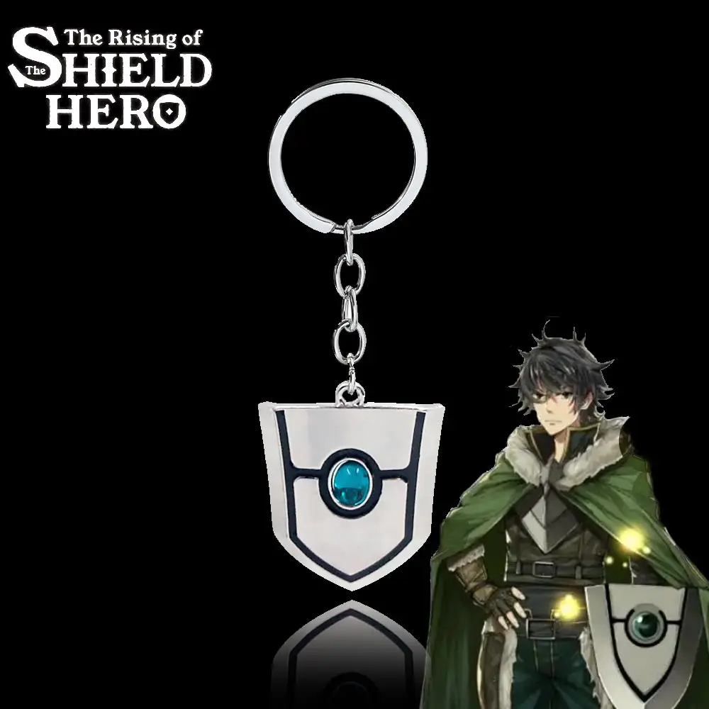 

Anime The Rising of the Shield Hero Metal Keychain Naofumi Iwatani Legendary Shield Weapon Pendant Keyring Cosplay Jewelry Gifts