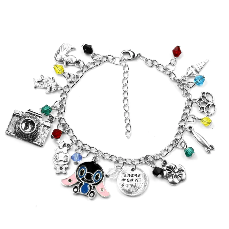

Disney Inspired Bracelet Cartoon Cute Lilo & Stitch Crystal Beads Pendant DIY Bracelet Stitch Jewelry Accessories for Women