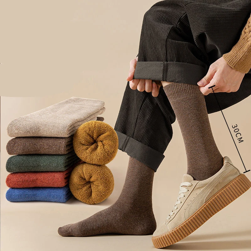 

Утепленные носки мужские Удлиненные носки кофейного цвета на осень и зиму мужские плюшевые теплые махровые повседневные носки высокие нос...