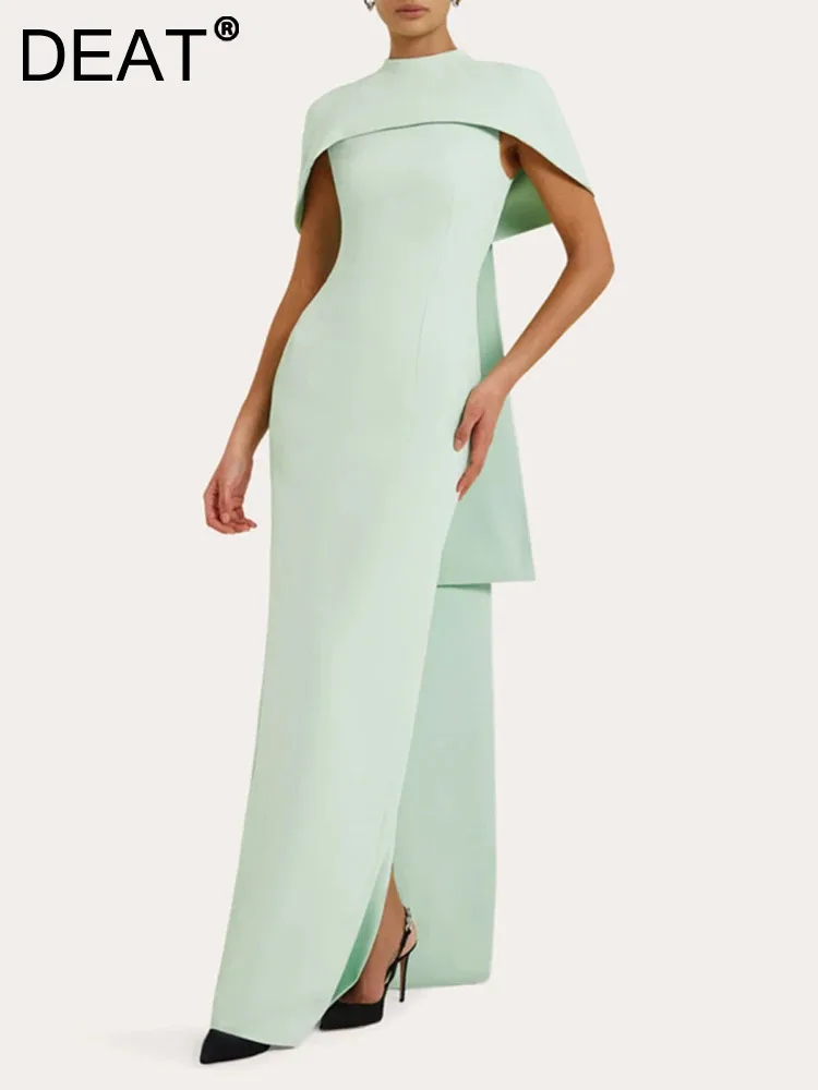 DEAT элегантное платье с шалью в стиле пэчворк тонкой талией однотонные женские