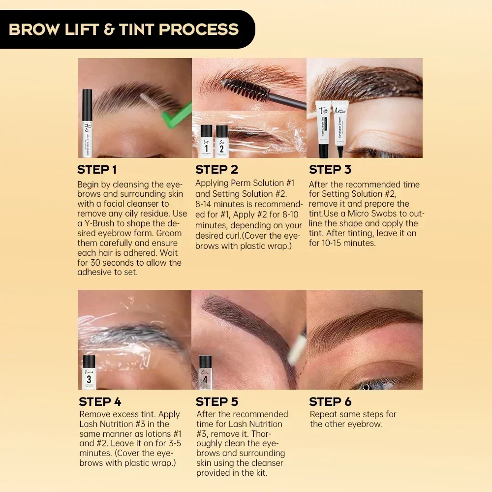 Фото Gollee Lash Lift Kit 4 в 1, набор для ламинирования бровей, профессиональный набор для завивки ресниц для дома, долговечный натуральный коричневый цвет №4