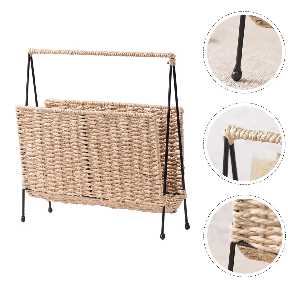 

Hand Woven Storage Basket Rustic Style Snack Storage Holder Books Holder Ratan