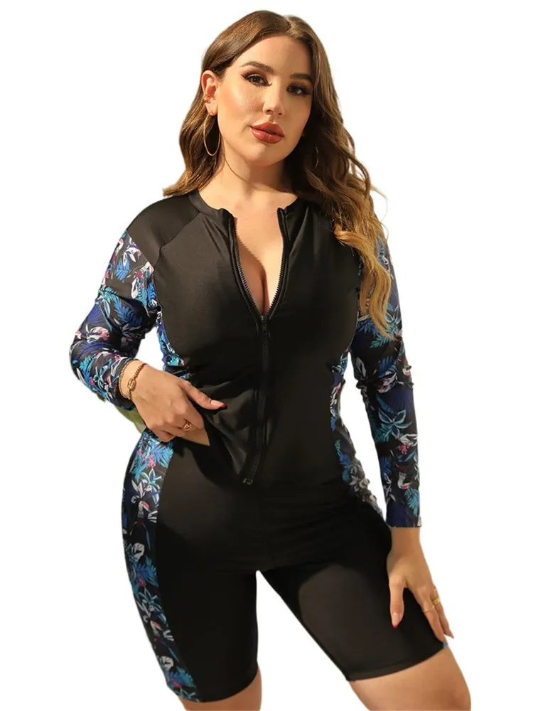 

Plus Size Swimwear For Women Rash Guard 2024 Two Piece Long Sleeve Swimsuit Bikini Surfsuit Swimming Suit Sunscreen Monokini