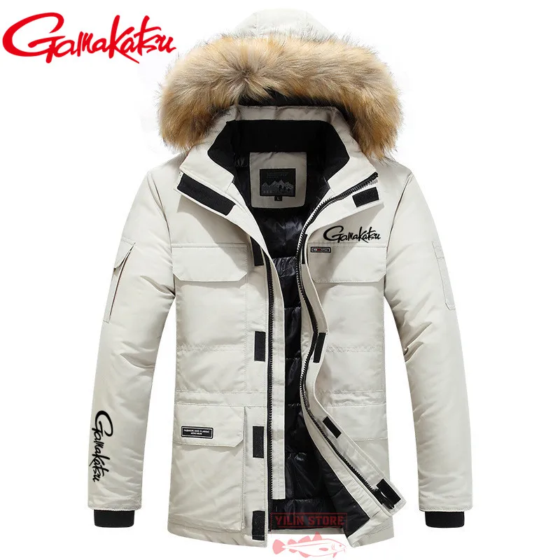 

Gamakatsu Fishing Clothing Winter Warm Jackets Fleece Thick Outdoor Fishing Jacket Hooded Windproof Men Snow Overcoat -30 Degree