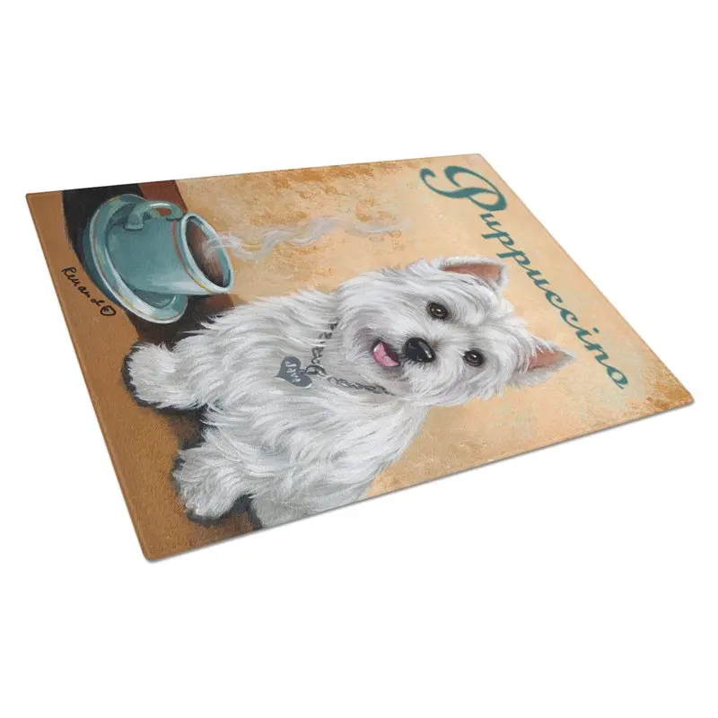 

Treasures PPP3225LCB Westie Puppuccino Glass Cutting Board Large, 12H x 16W, multicolor