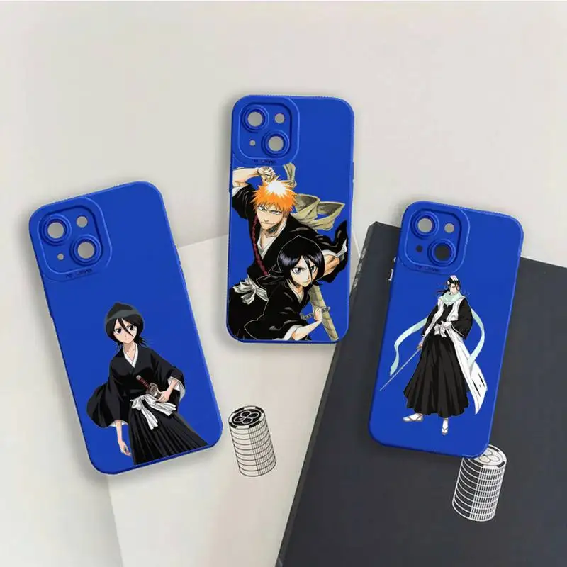 

Bleach Japan anime Phone Case For iPhone 13 12 11 Pro MAX Mini X XS XR 7 8 Plus Liquid Silicone Klein Blue