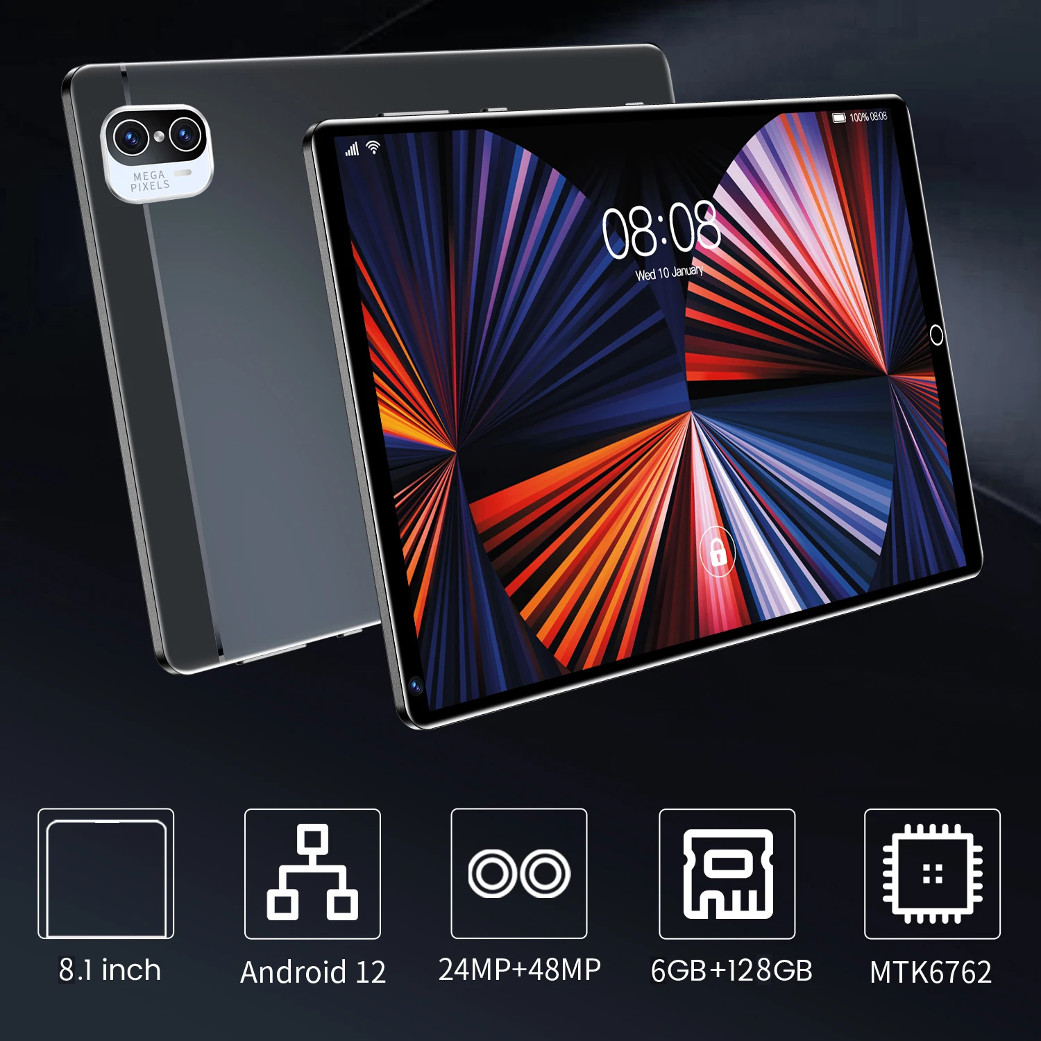 Дешевый ноутбук X5 Tablet Android 12 10-ядерный 8 1 дюйма 128 ГБ ROM Google Play SIM 4G/телефон 8000 мАч GPS