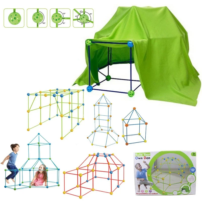 

Kids Construction Fort Building Castles Tunnels Tents Kit DIY 3D Play House Building Toys For Kids Birthday Gift Building Block