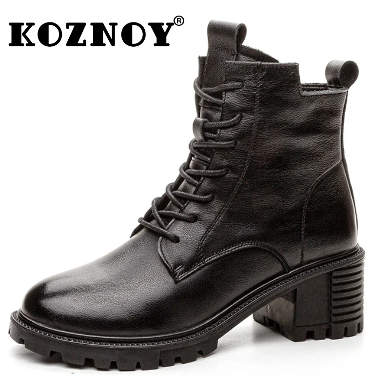 Koznoy/ботильоны 4 5 см женские ботильоны из коровьей кожи на массивном каблуке