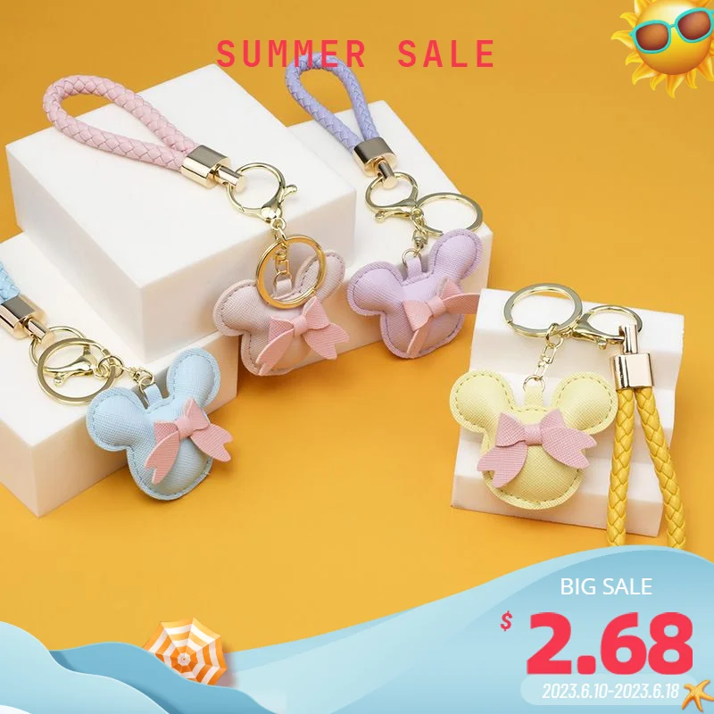

2023 New Car Key Chain Exquisite Cute Bow Key Chain Cartoon Leather Pendant