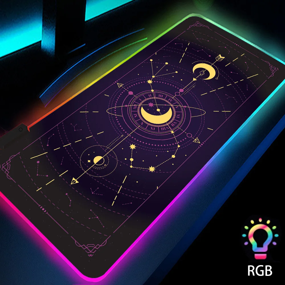 

Cosmic Constellation Mouse Pad Gaming Table for Pc Xxl LED Romance Luminous Mat Rubber Anti-slip Bottom Durable Mat Backlit Rgb