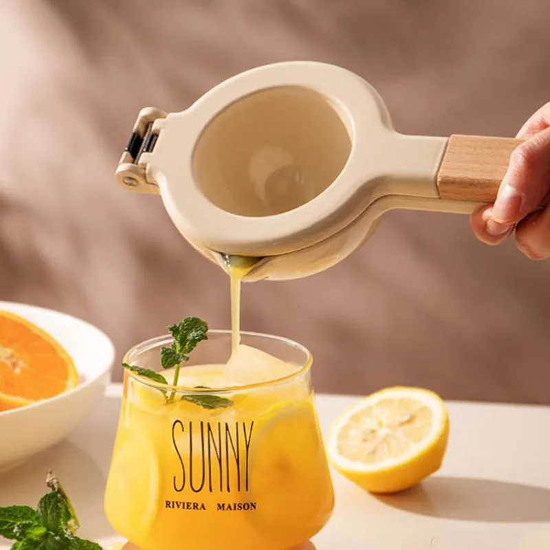 

Lemon Clip Household Wooden Handle Manual lemon juicer fruit juicer cup kitchen accessories Home Appliances Extractor
