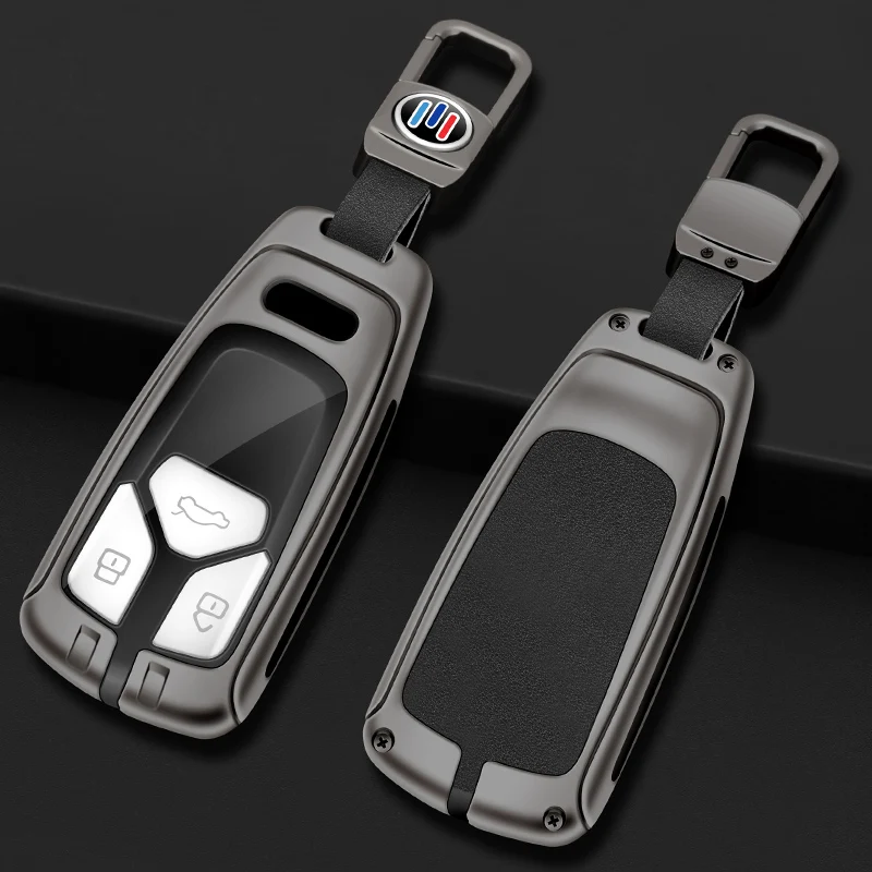 

Metal Leather Car Remote Key Case Cover Shell Fob For Audi A4 B9 A5 A6L A6 S4 S5 S7 8W Q7 4M Q5 8S TT TTS RS TFSI Coupe Keyless