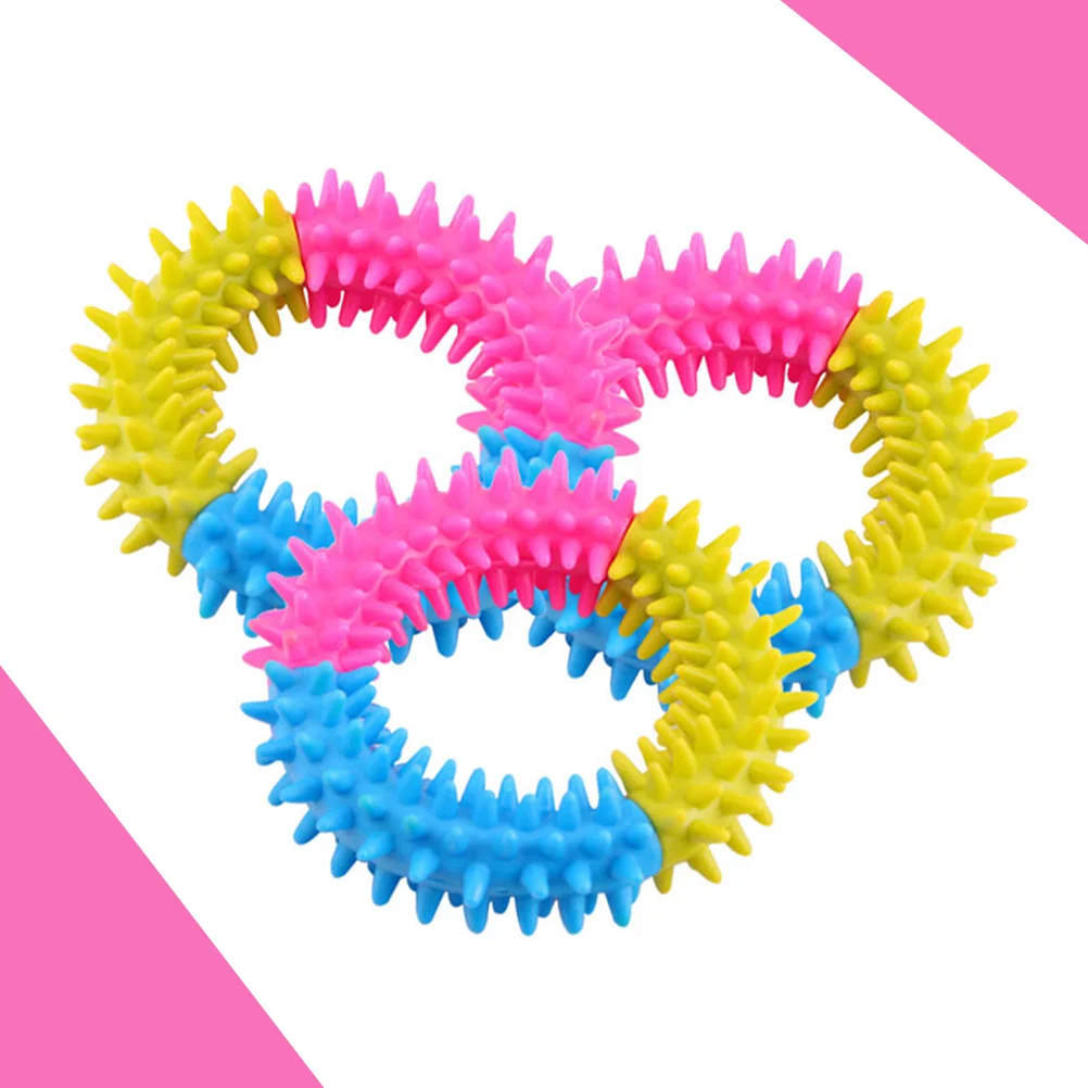 

3pcs/pack Colorful Interesting Trainning Dog Trichromatic Ring Chew Small Rubber Toys for Pet Dog