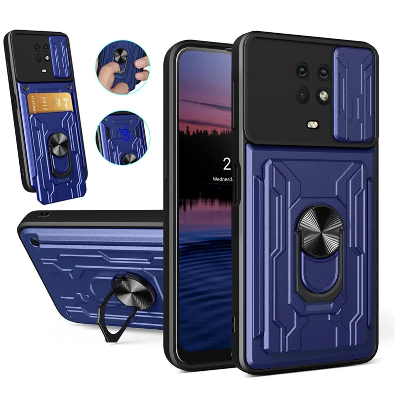 

Slide Camera Shockproof Armor Phone Case For Nokia C1 C10 C20 C30 G10 G20 Car Magnetic Holder Ring Card Slot Bracket Back Cover