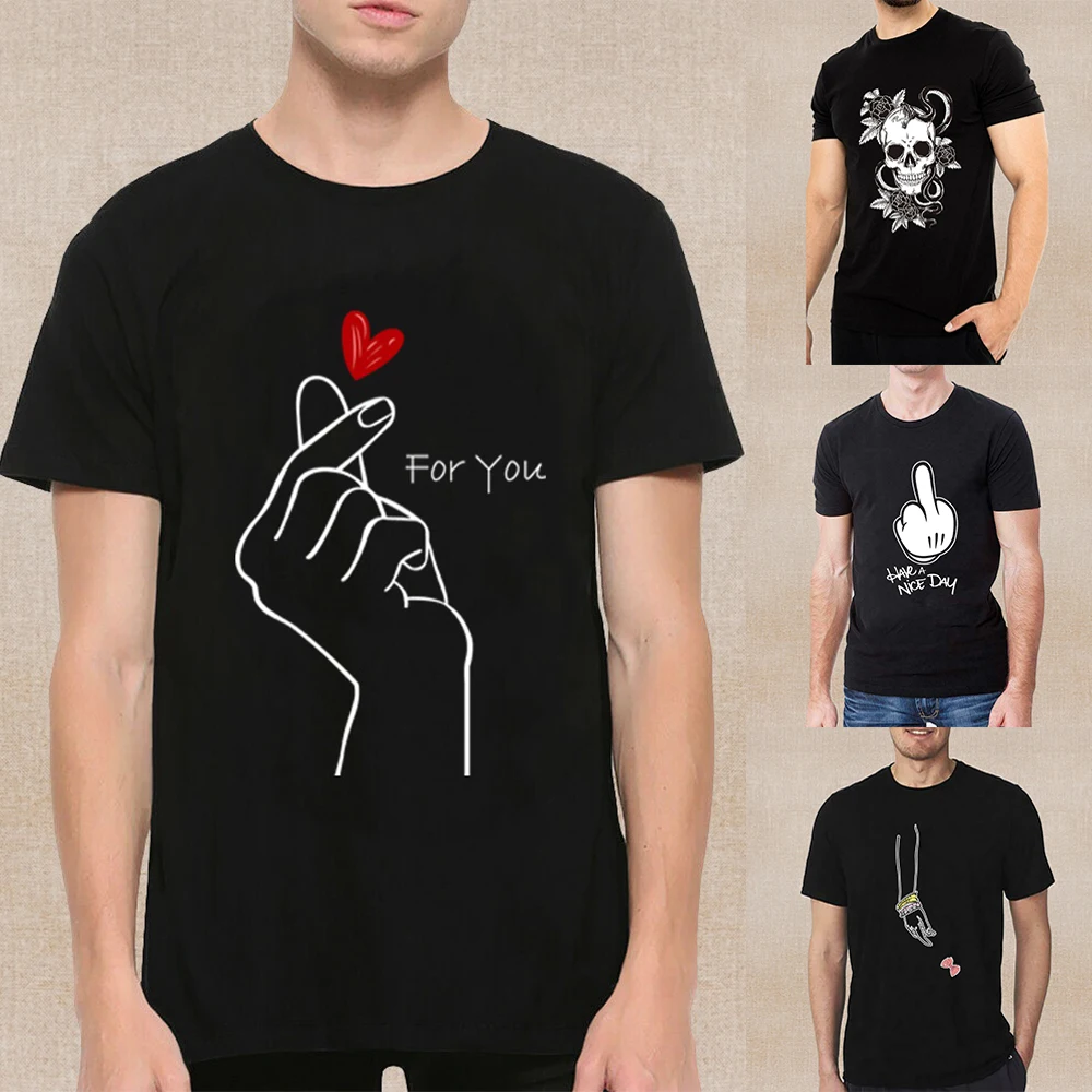 

2023 Summer Style Casual White Picture Printing T-Shirt Street Fashion Men Short-Sleeved T-Shirt Pullover Comfortable O-neck Top