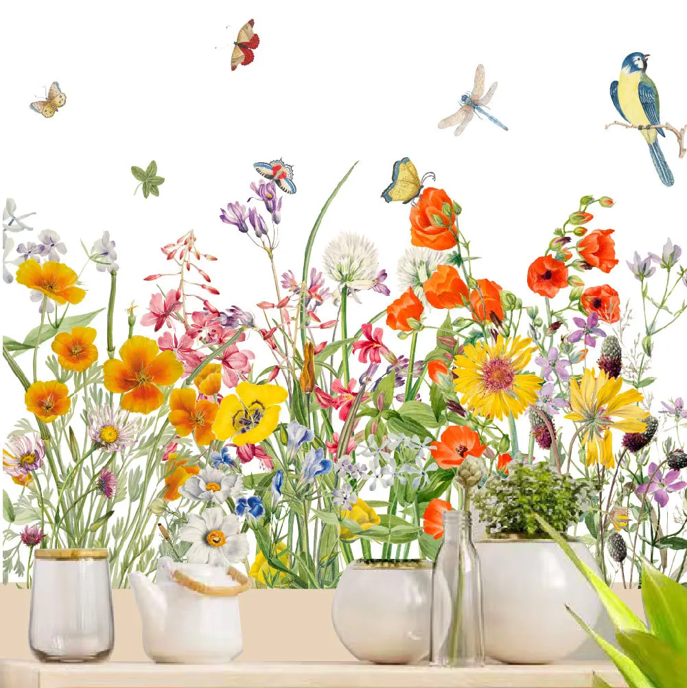 

Акварельные Цветы, настенные Стикеры для гостиной, спальни, кухни, Настенный декор, цветок, настенные художественные Стикеры, домашний деко...