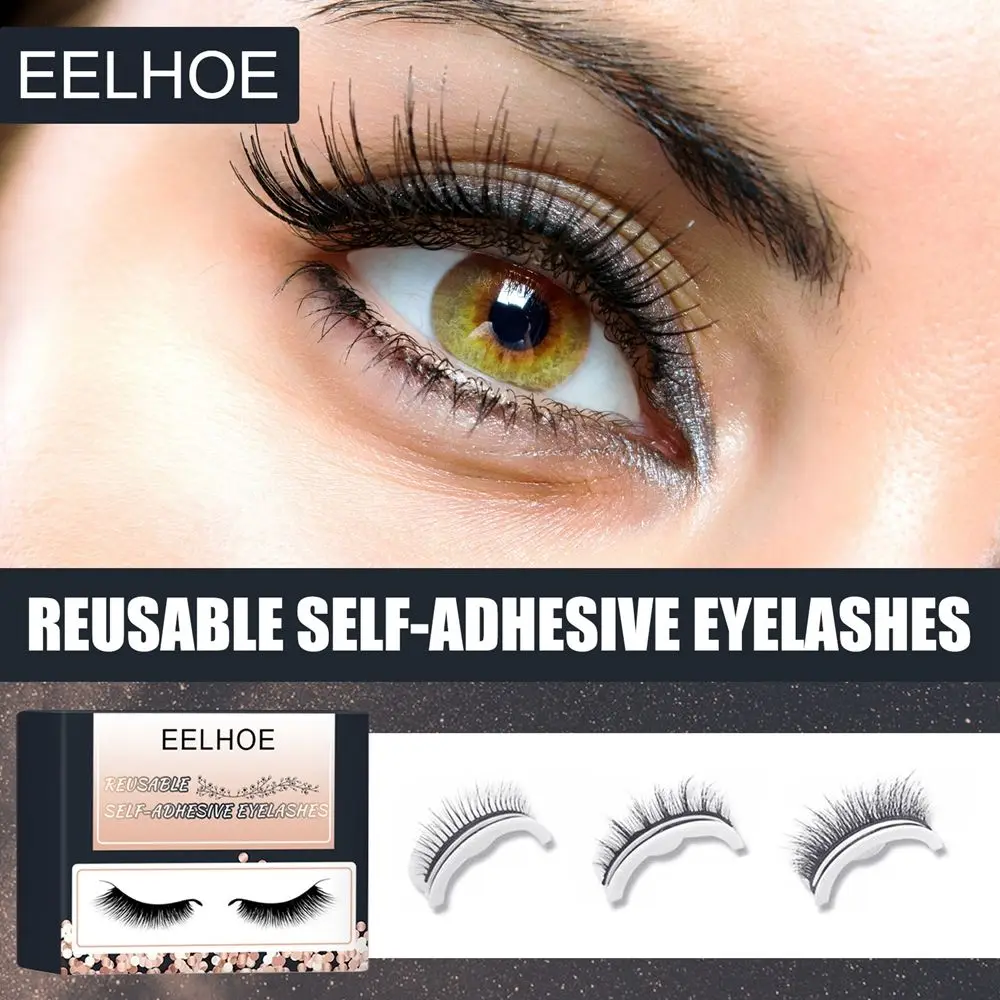 

1Pair Eye Makeup Long Beauty Tools Natural Thick 3D Fake eyelashes Self-adhesive False Eyelashes Reusable