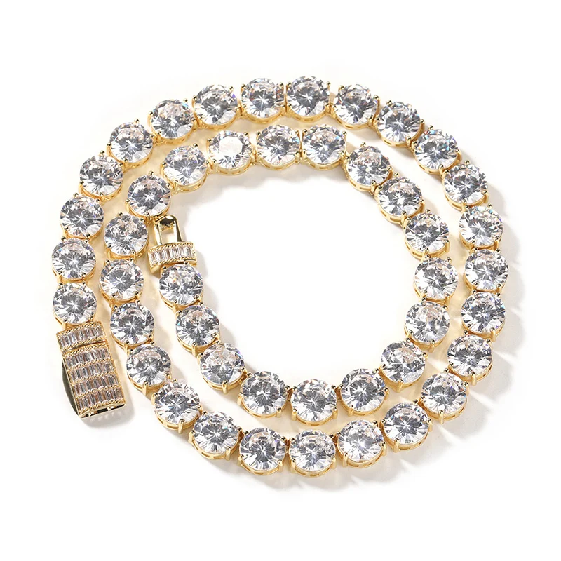 Хип-хоп 3A + CZ Stone Paved Bling Iced Out 10 мм теннисная цепочка ожерелья для мужчин рэпер