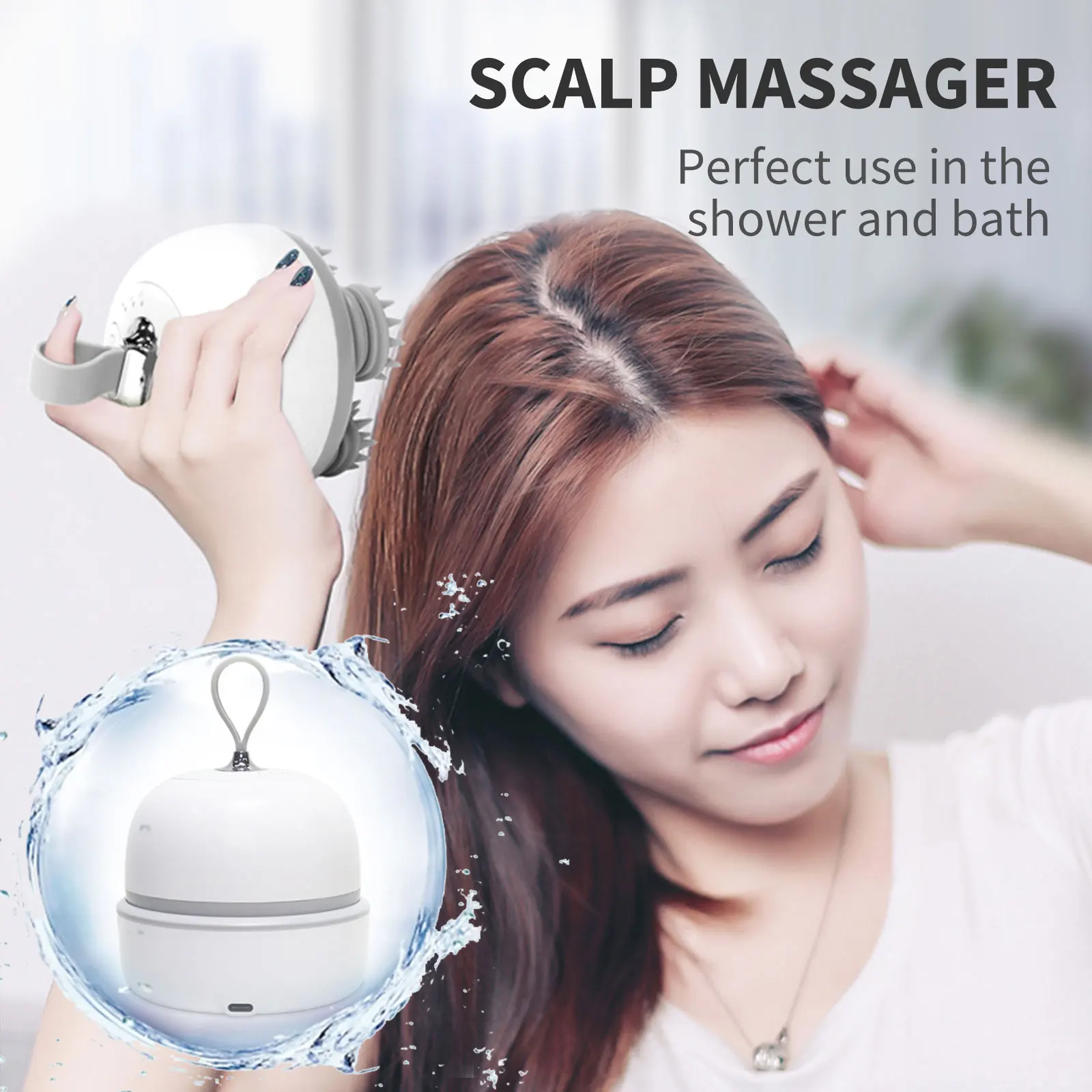 

Rechargeable Head Scalp Massage Electric Hair Massager Deep Tissue Kneading Head with 4 Massage Heads Stress Relax Body