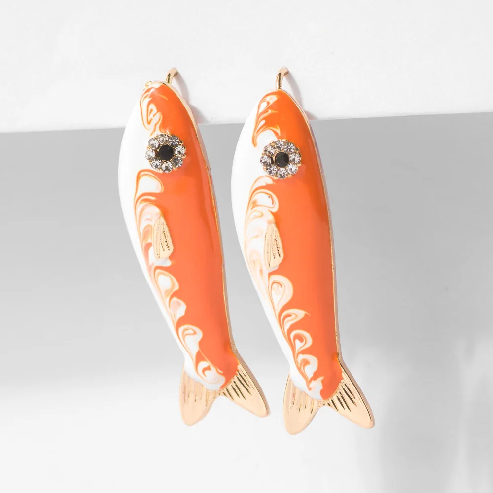 

New Colorful Fashion Enamel Hanging Earrings Good Luck Carp Dangle Earrings Charm Creative Fashion Carp Shaped Earrings