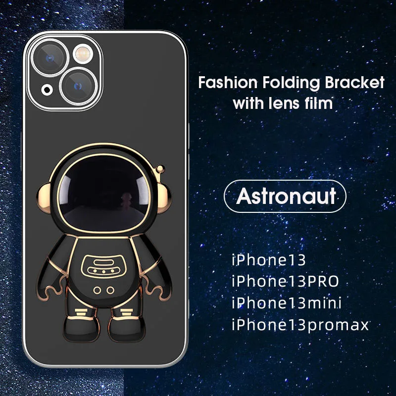 

Cute Cartoon Astronaut Folding Stand Case For iPhone 13 12 11 Pro Max X Xr Xs 8 7 Plus SE 2 Camera Protector Film Holder Cover