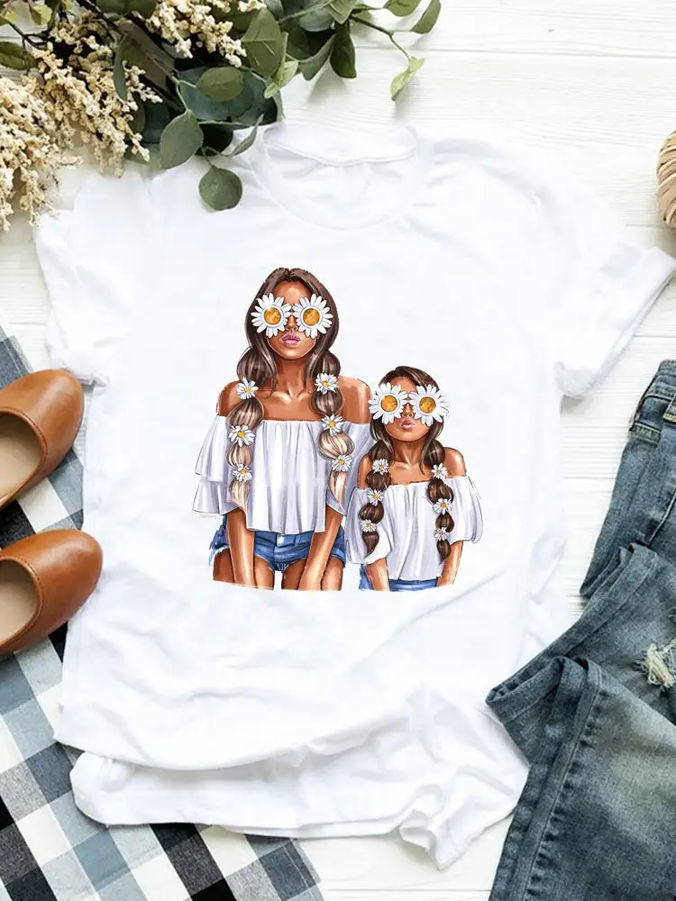 

Women Graphic Tee Summer Clothing Clothes Short Sleeve Flower Mom Mama Mother Trend T Print Fashion Female Casual T-shirts