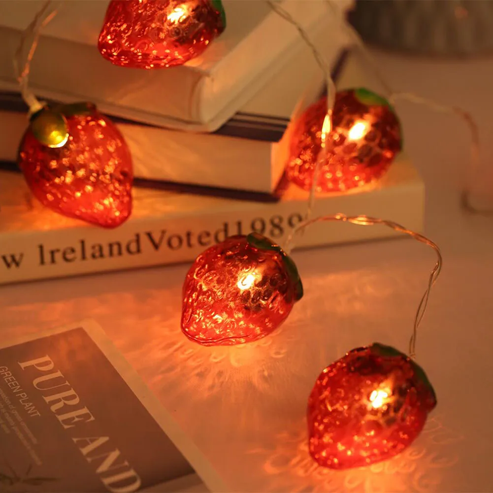 

Christmas Fairy Light Battery Powered Strawberry Holiday Lighting Home Ornaments Garden Supplies for Wedding Living Room Bedroom