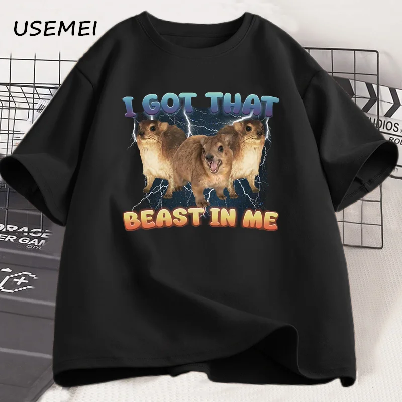 Фото Футболки I Got That Beast in Me Funny Rock Hyrax Meme для мужчин и женщин Футболка Silly Dank Memes с забавными высказываниями Модная уличная одежда №1