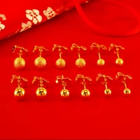 6mm5mm4mm smoothfrosted women girl stud earrings yellow gold color classic ball jewelry gift