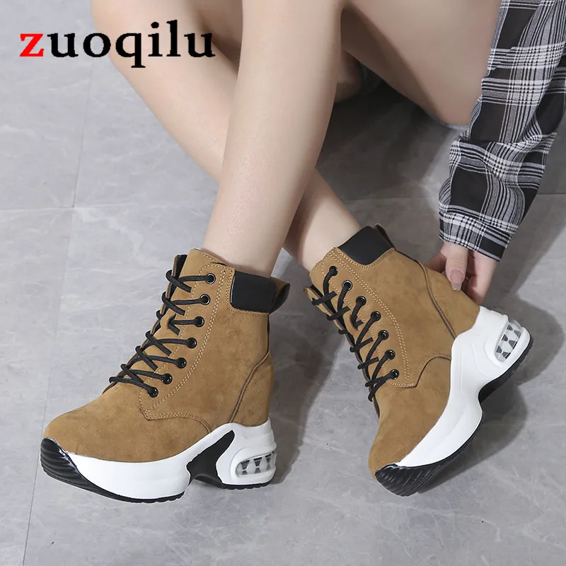 

women booties ankle boots for women high platform boots women high top sneakers autumn women height increasing boots lace up