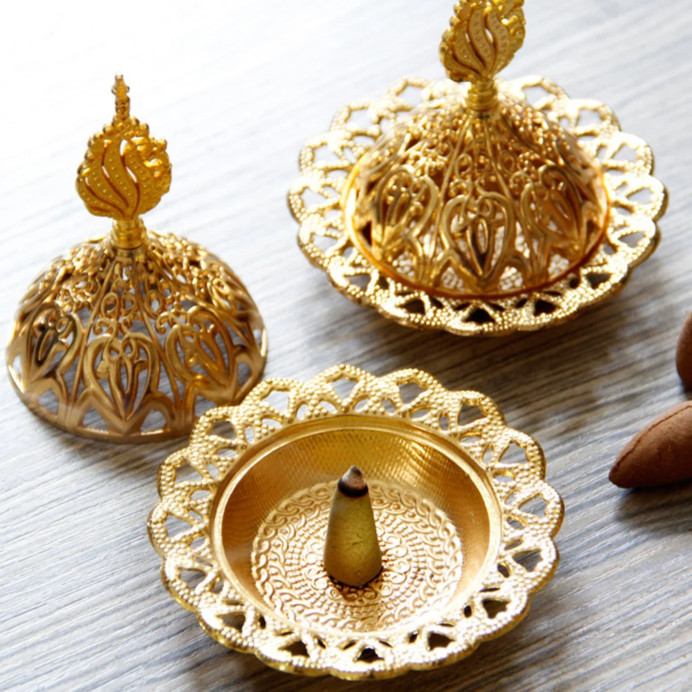 

Burner Holder Metal Vintage Ashtray Censer Fireproof Oil Hollow Arab Ash Frankincense Decorative Creative Style Chinese Tower