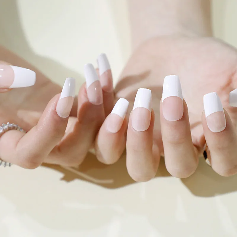 

JP1557 French Nails Press on Set Short Ballerina Nude False Fingernails