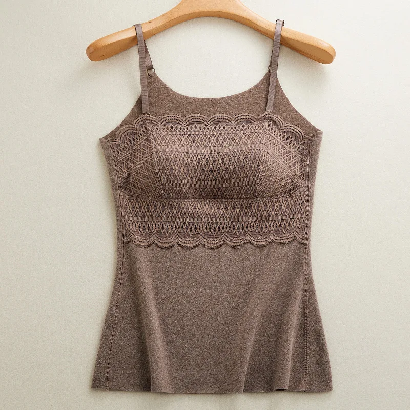 Thermal Underwear for Women Fleece Lined Tops Cami Tank Top Vest Camisoles Sexy Winter Thermal Shirt Thermo Undershirt with Bra