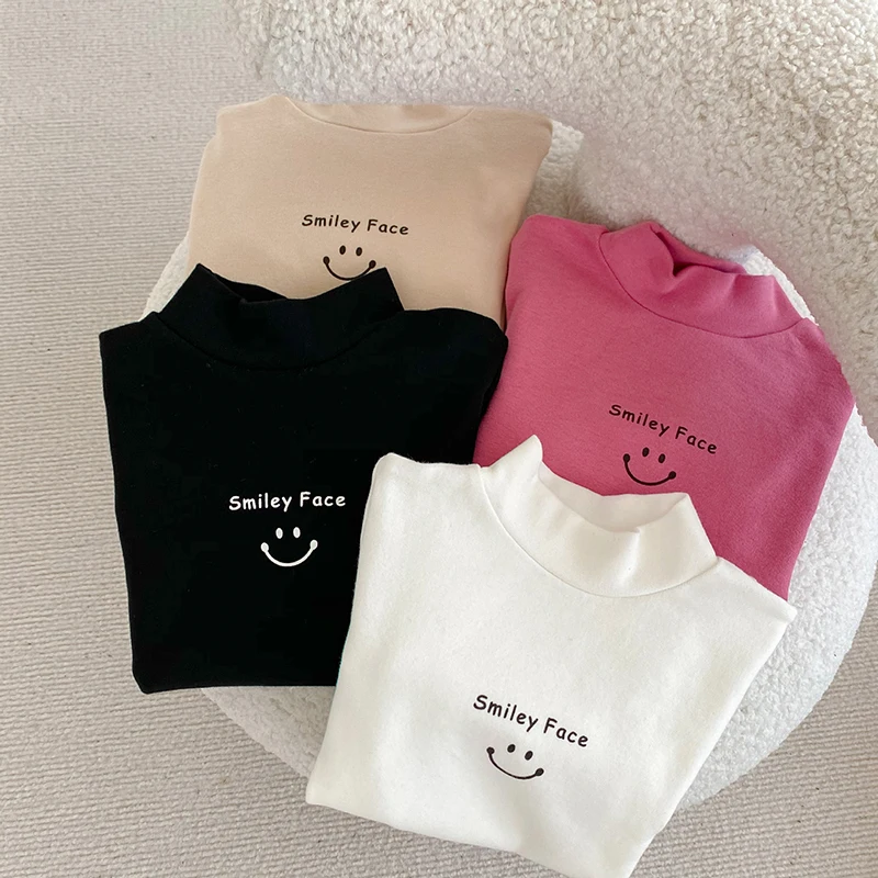 

2022 Children clothes Winter pullover High-neck Bottoming Shirt Boys Girls Korean Version Printing Mid-neck Long-sleeved T-shirt