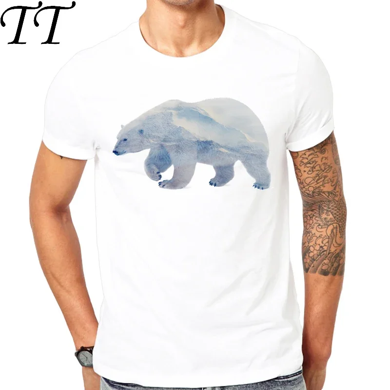 Мужская футболка с принтом животных новинка 2024 летняя круглым вырезом и коротким