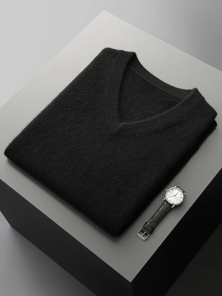 Мужской шерстяной жилет с V-образным вырезом осенне-зимний пуловер без рукавов