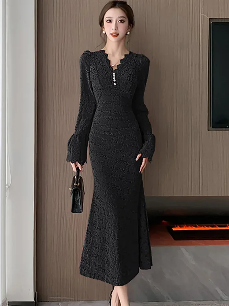 2024 Новое розовое кружевное платье с цветочным крючком шикарное длинное женское